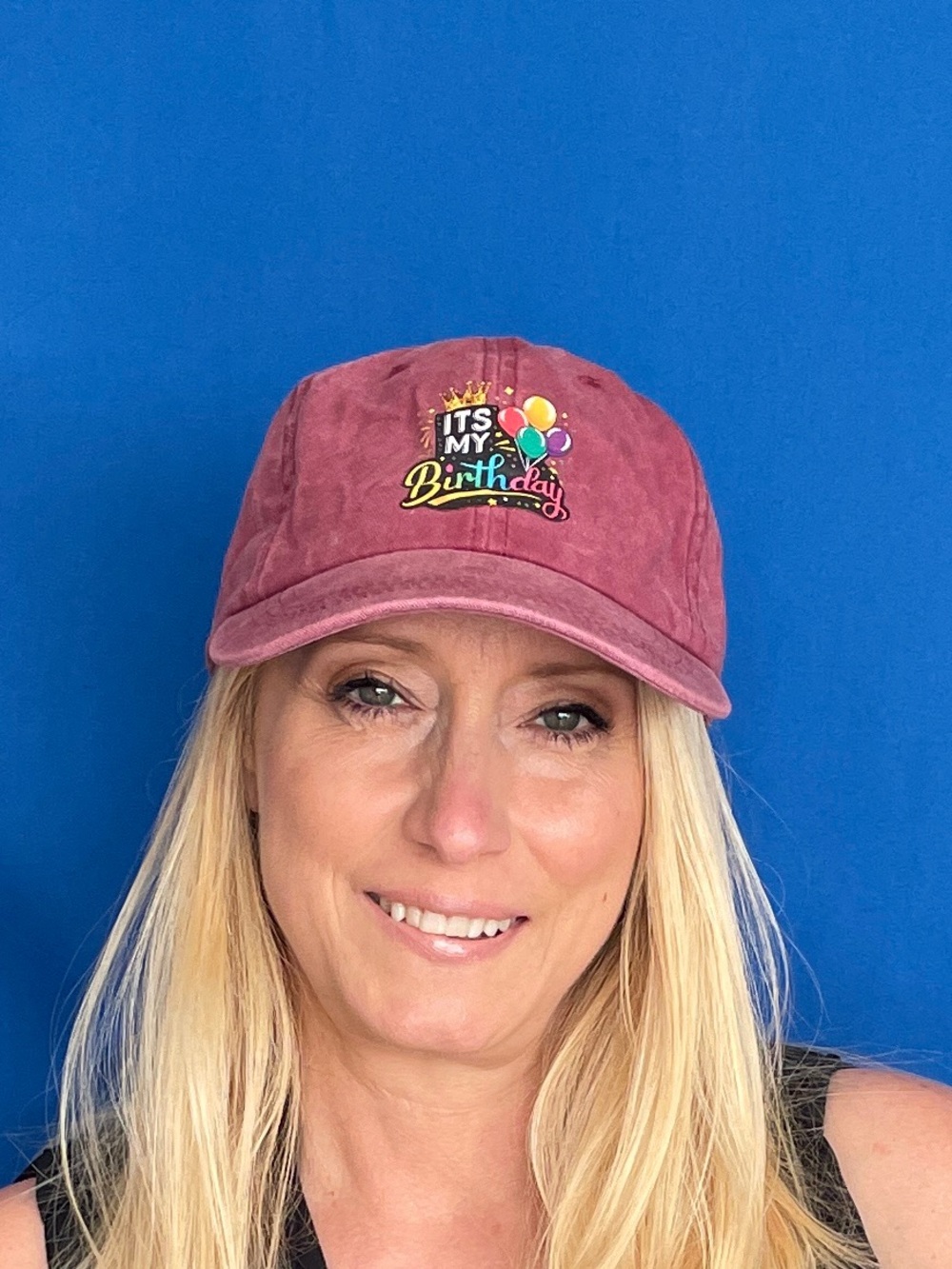 Women's 'It's My Birthday' Distressed Pink Baseball Cap
